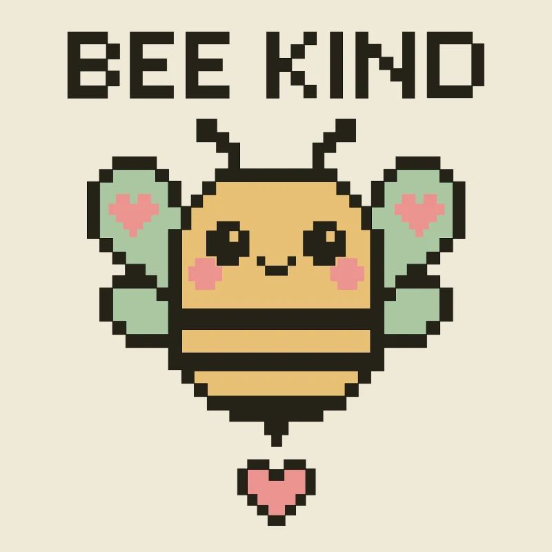 Bee Kind - Pixelbiene mit Herzchen