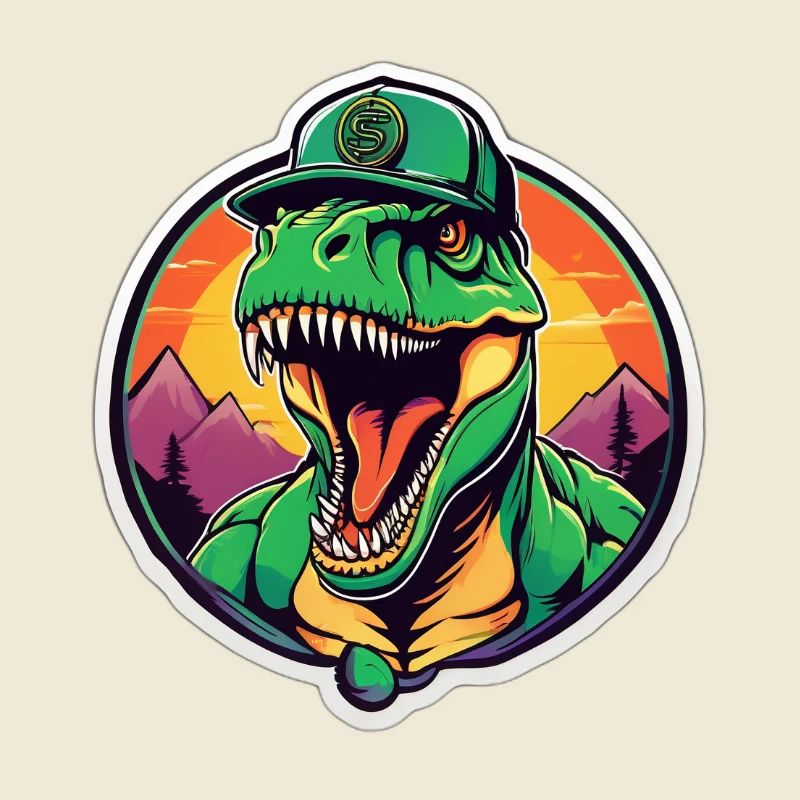 Dinosaure coucher de soleil casque