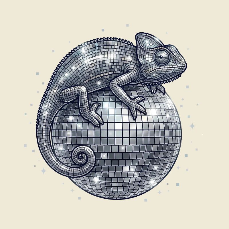 Chamäleon auf der Discokugel
