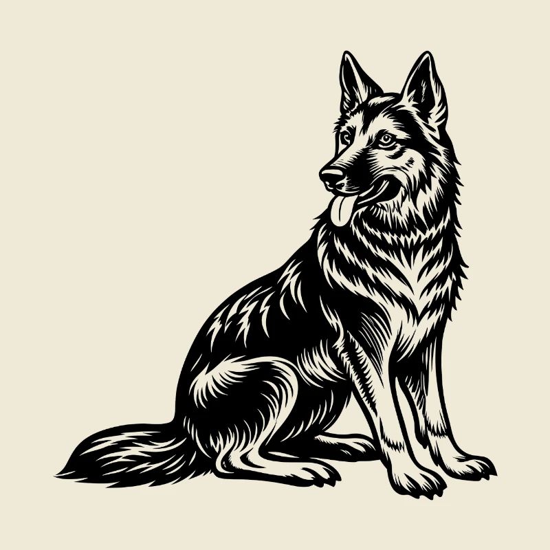 Deutscher Schäferhund sitzt