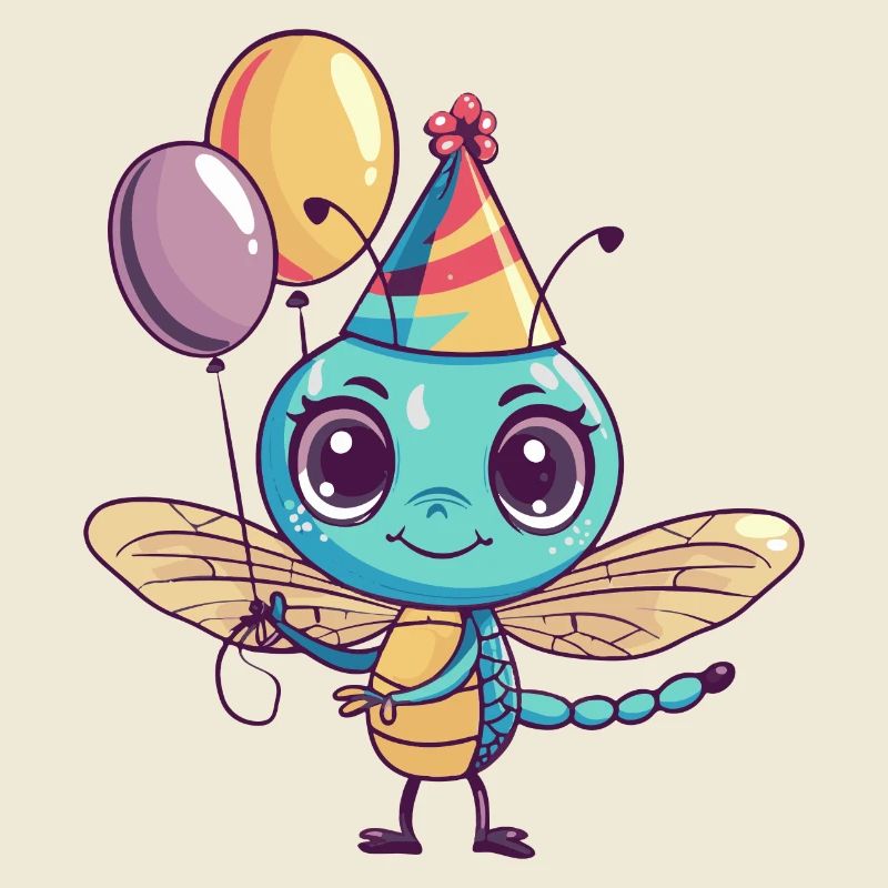 Libellule Anniversaire Bande Dessinée Mignon