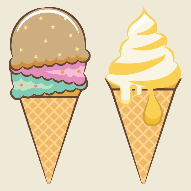 Rainbow Scoops & Gold Drizzle Cone Duo