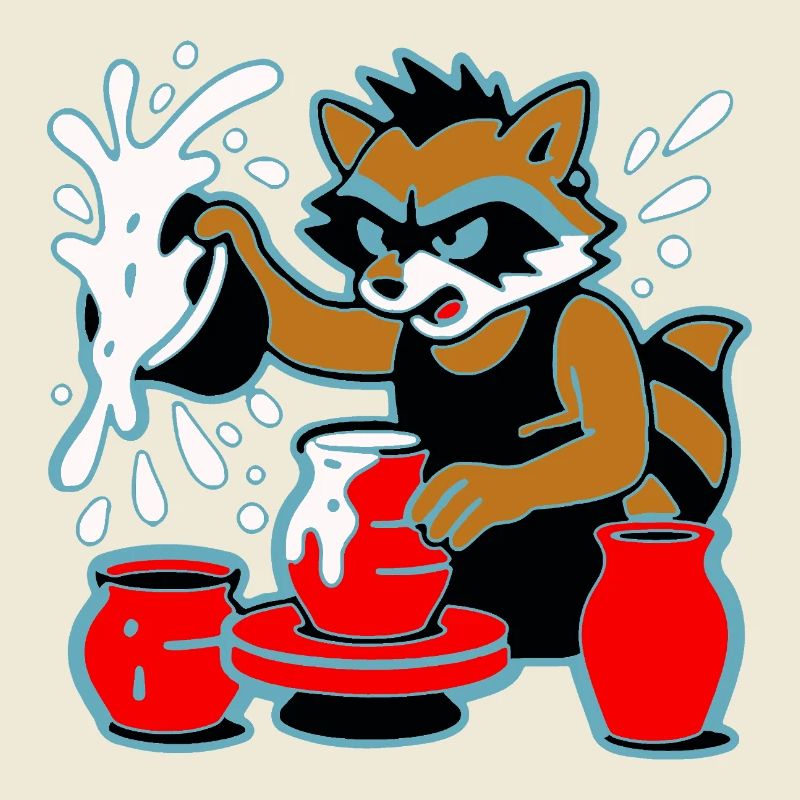 Waschbär-Keramik-Spritzer