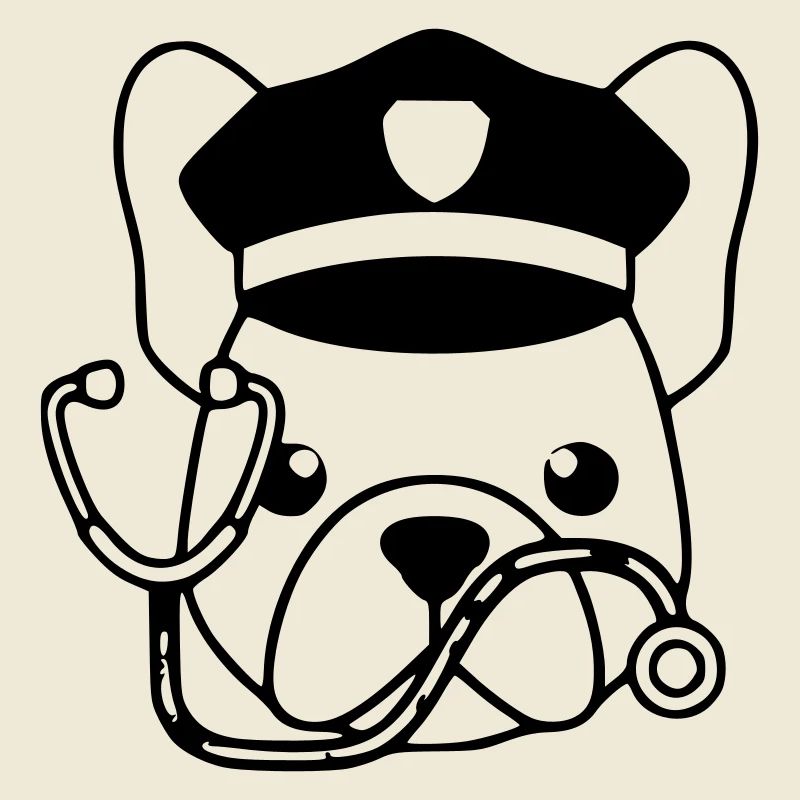 Frenchie Arzt Kopf Outline