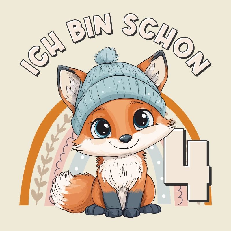 4. Geburtstag Fuchs Regenbogen Süß Niedlich
