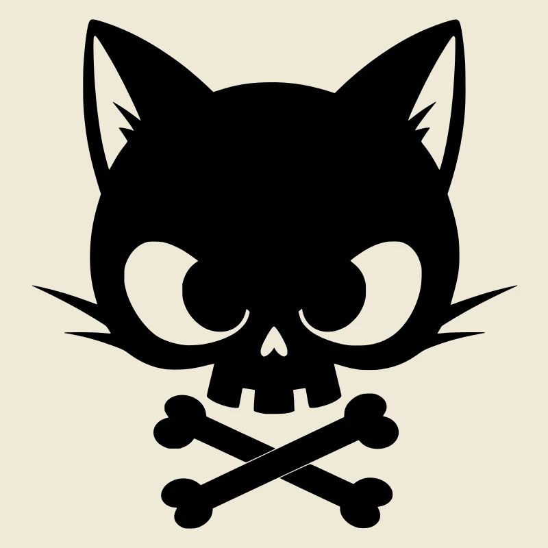 Katzen-Schädel mit Knochen | Gothic Cute Icon
