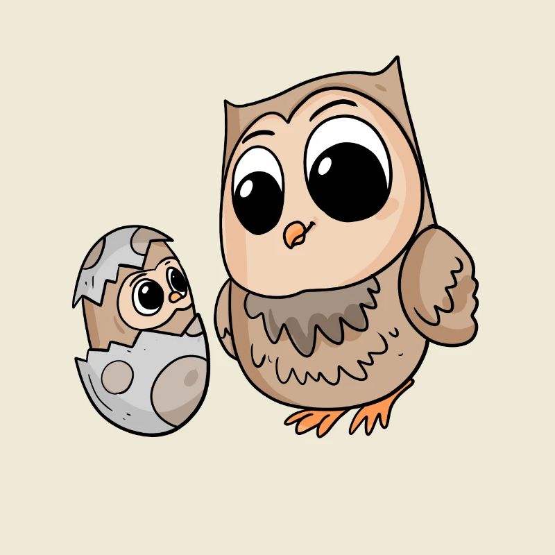 Eule mit Baby Eule