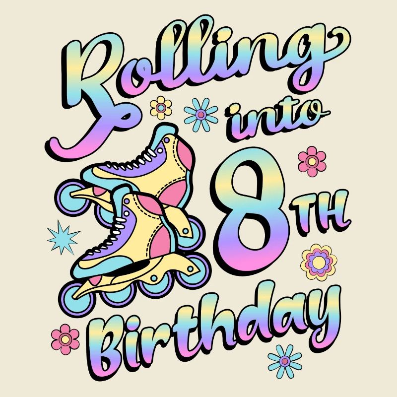 Rolling Into 8th Geburtstag Roller Skater Inline