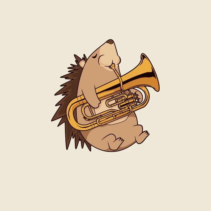 Hérisson de dessin animé jouant de l’euphonium