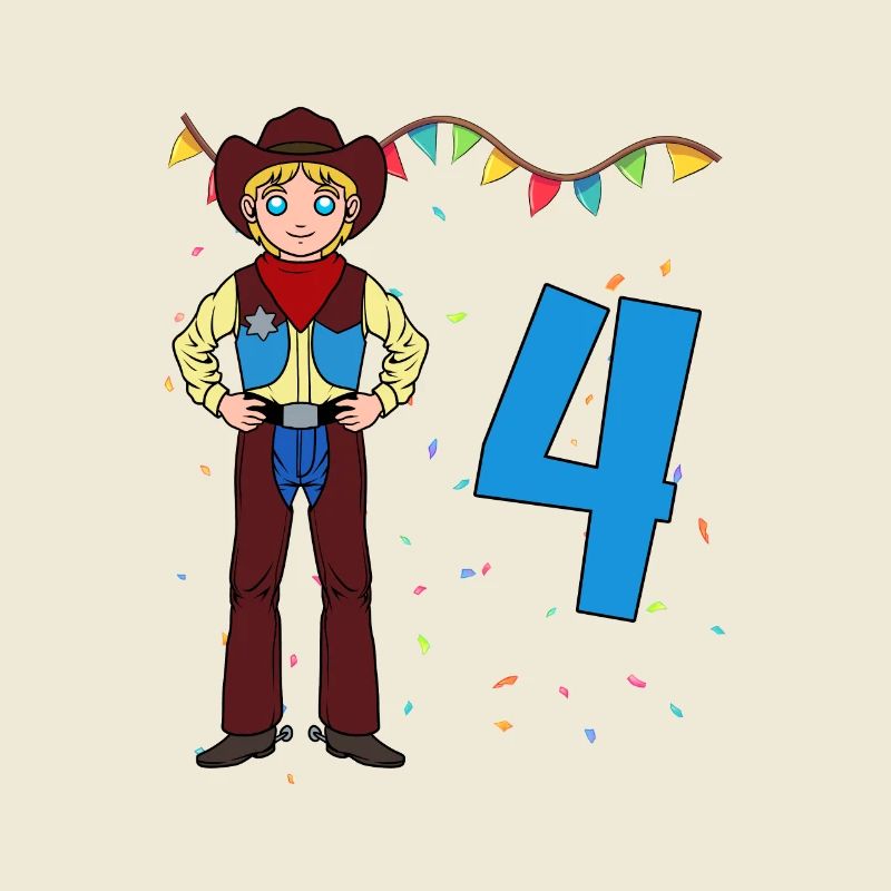 Mit Cowboy - Jungs Geburtstag 4 Jahre