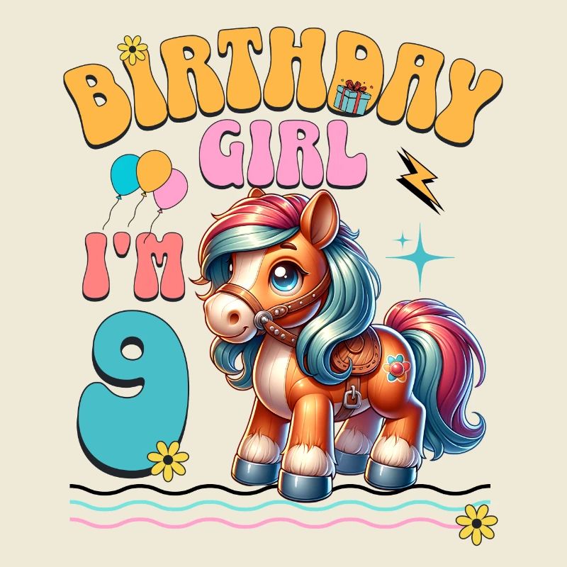 Pony 9. Geburtstag Mädchen Pferd Reiten