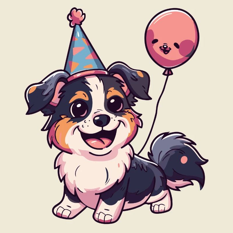 Border Collie Hunde Geburtstag Comic