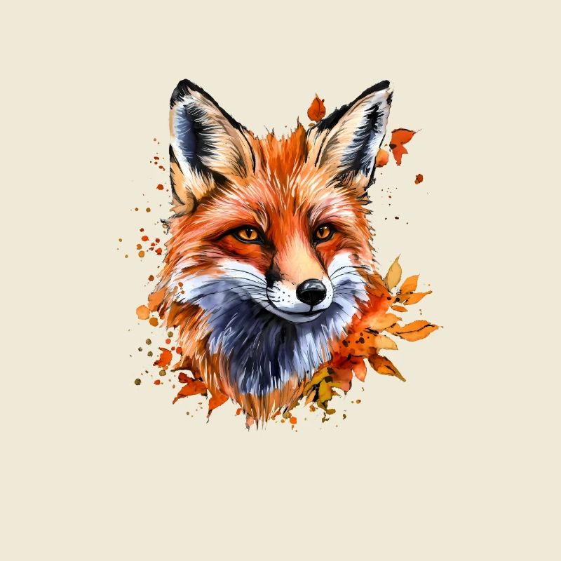 Renard aquarelle d’automne