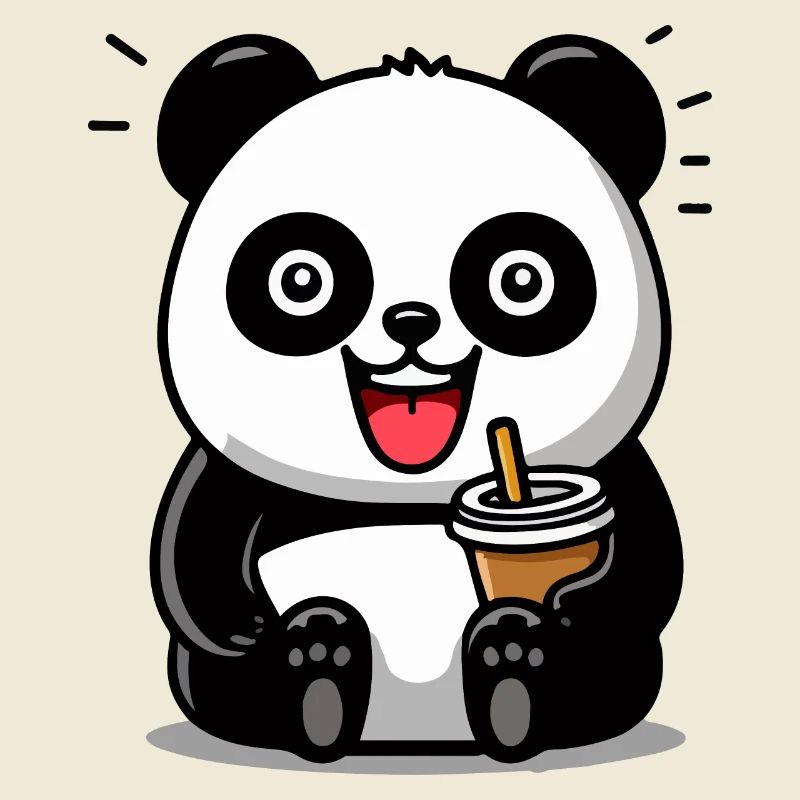Süßer Panda mit Getränk