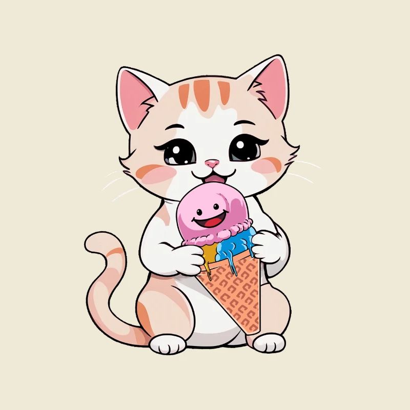 Katze Katzen Eis Eiskrem Eiscrem Kinder Kind