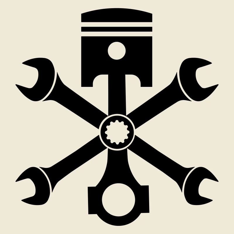 Engine piston screw wrench emblem crossed