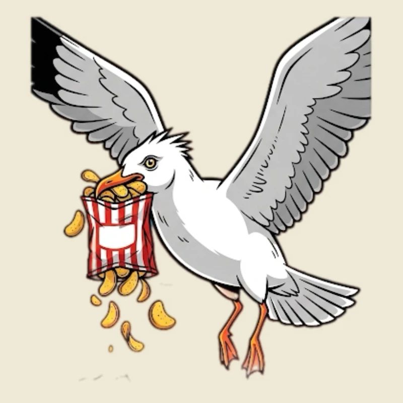 Seagull with Chips Snack Design