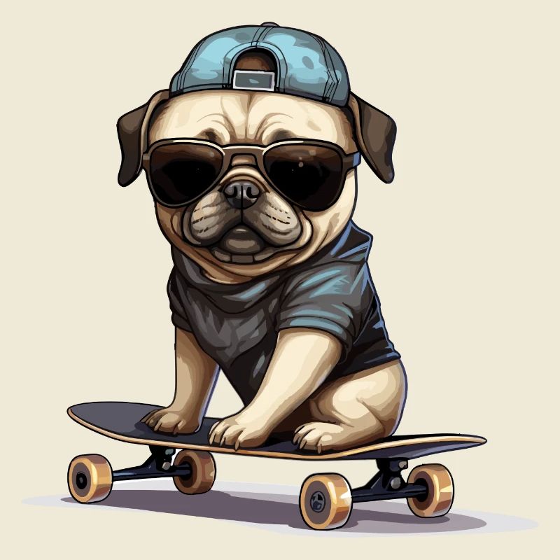 Skateboarding Mops für Skaters