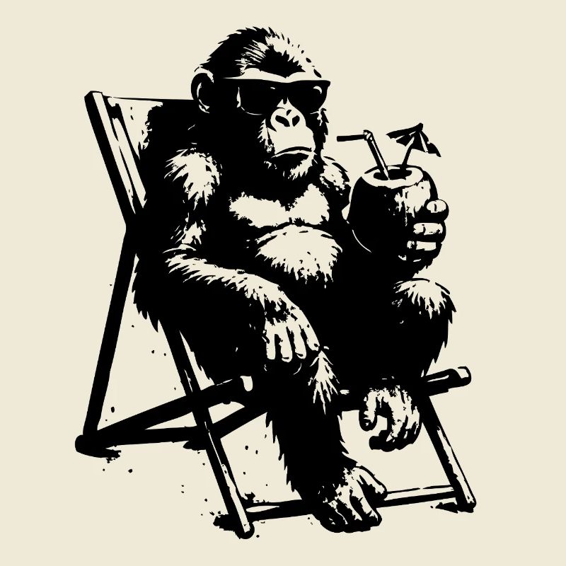 Lazy monkey on deck chair