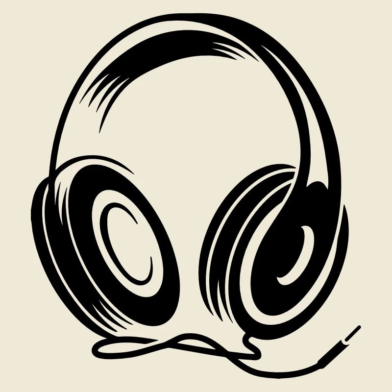 Kopfhörer mit Kabel im Stencil Stil