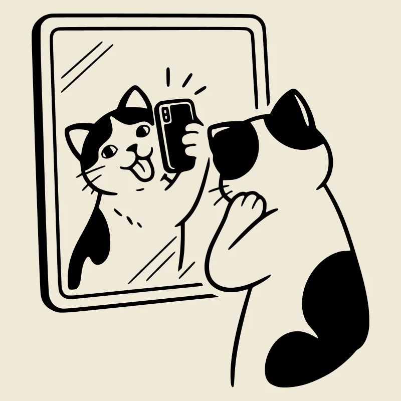 Selfie dans le miroir du chat