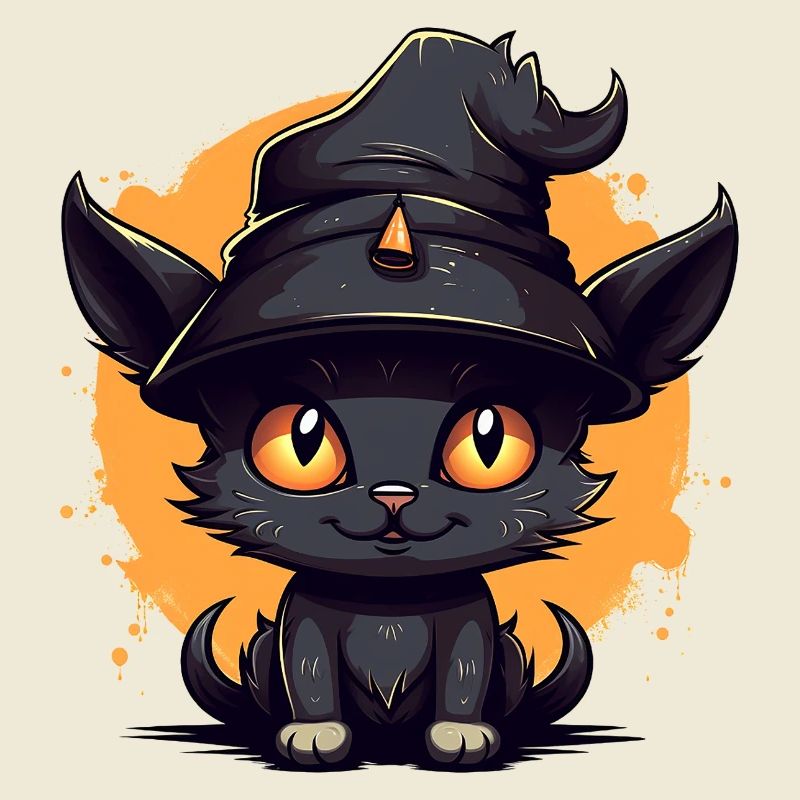 Chat sorcier dans un look d’Halloween - chat