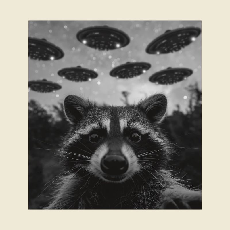 Waschbär Ufo Selfie lustig