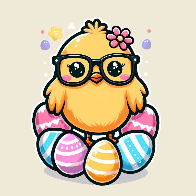 Nerd Easter Cute easter chickling with glasses