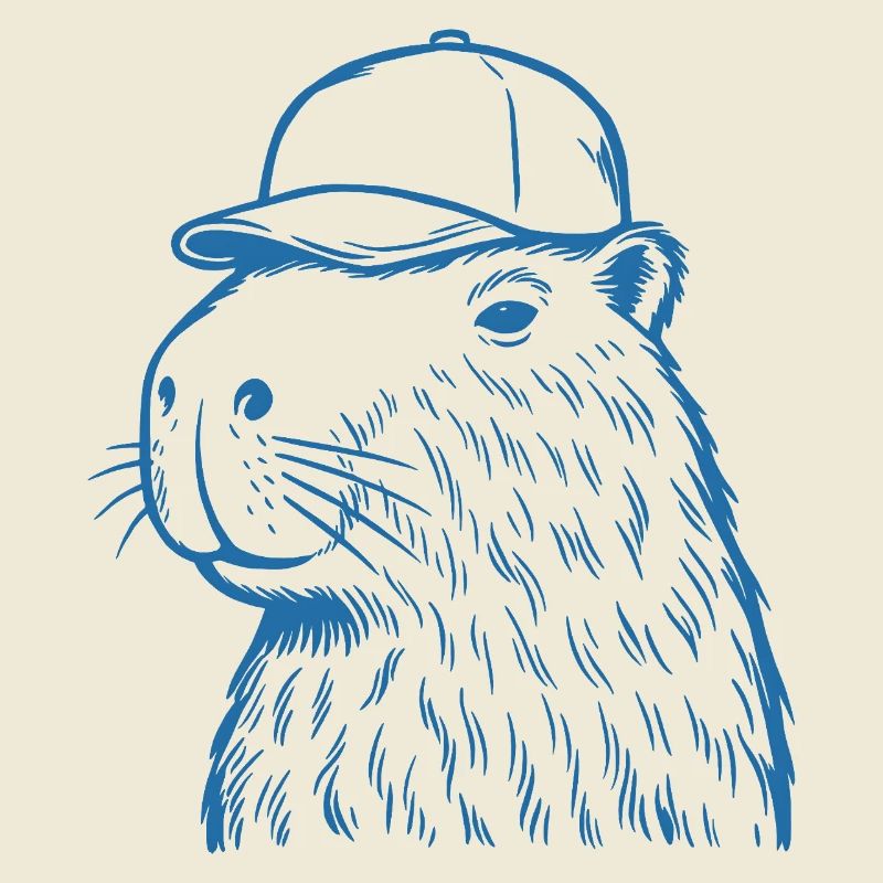 Capybara mit Baseballkappe