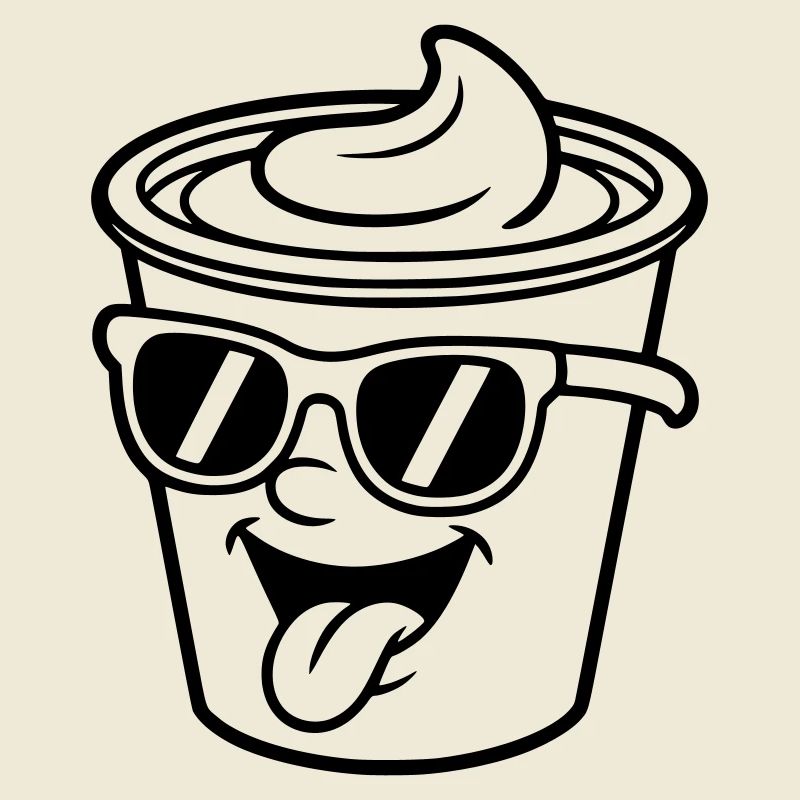 Tasses, crème, yaourt, crème, glace (couleur variable)