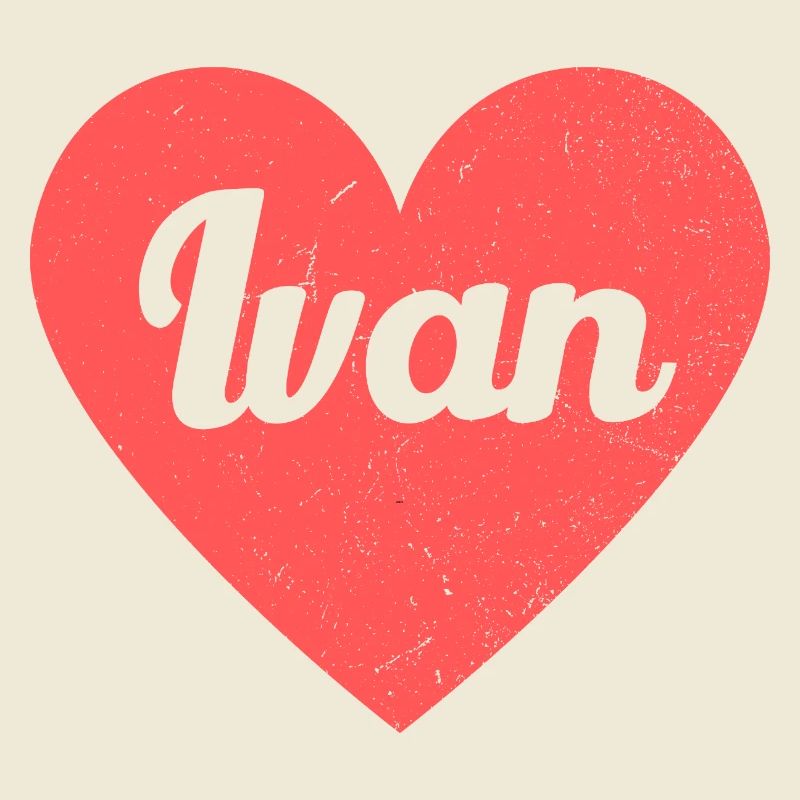 Ivan Name Red Heart Love Fan Retro