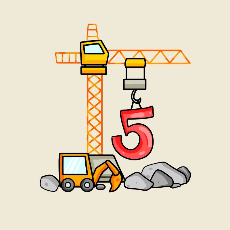 5. Geburtstag 5 Jahre Kran Baustelle Bagger Junge
