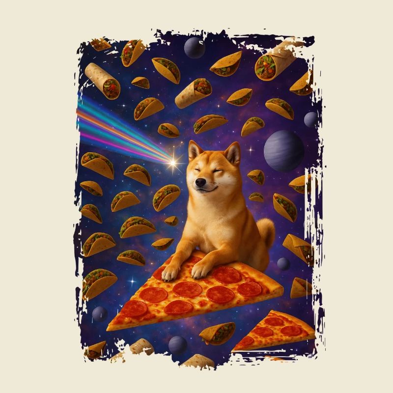 Pizza chat de l'espace avec ciel nacho