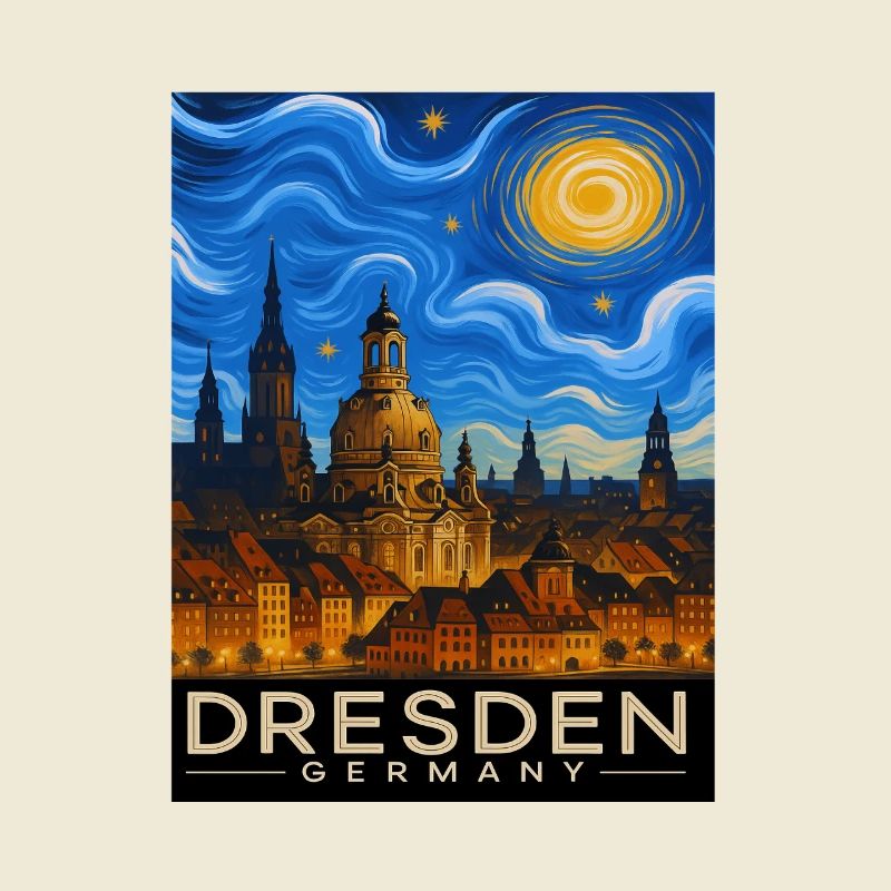 Dresden Night Light Skyline