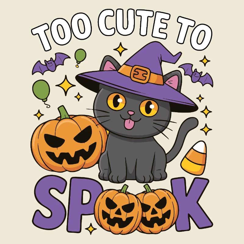 Trop mignon pour être effrayé - Chat sorcière mignon