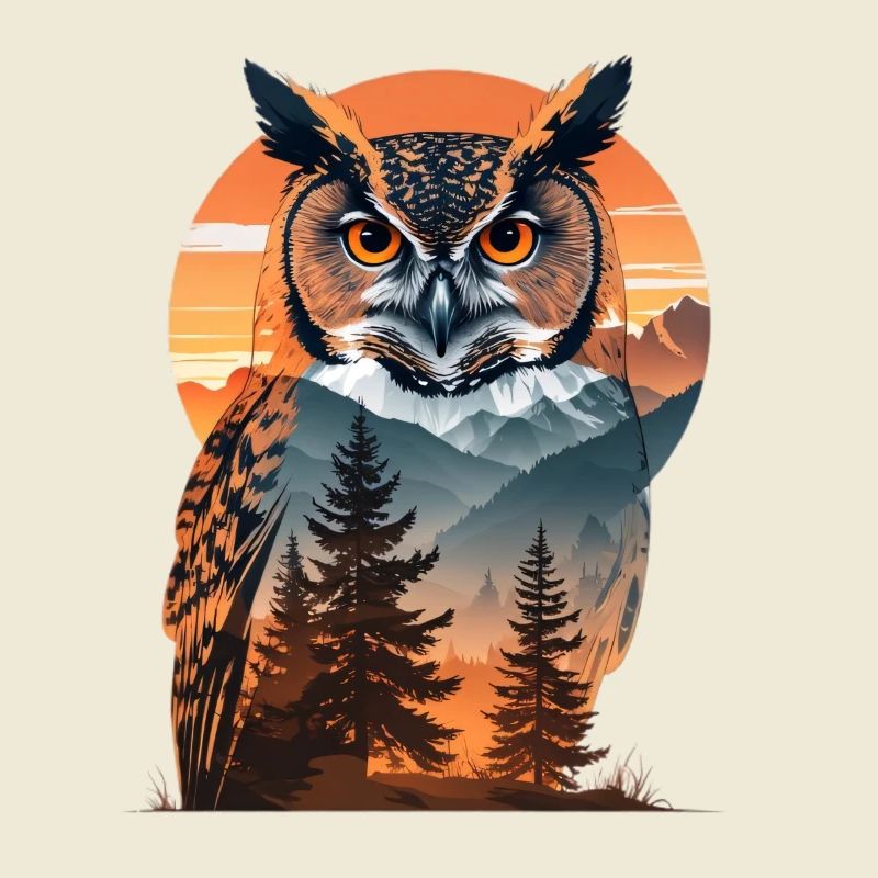 Weise Eule im Abendlicht
