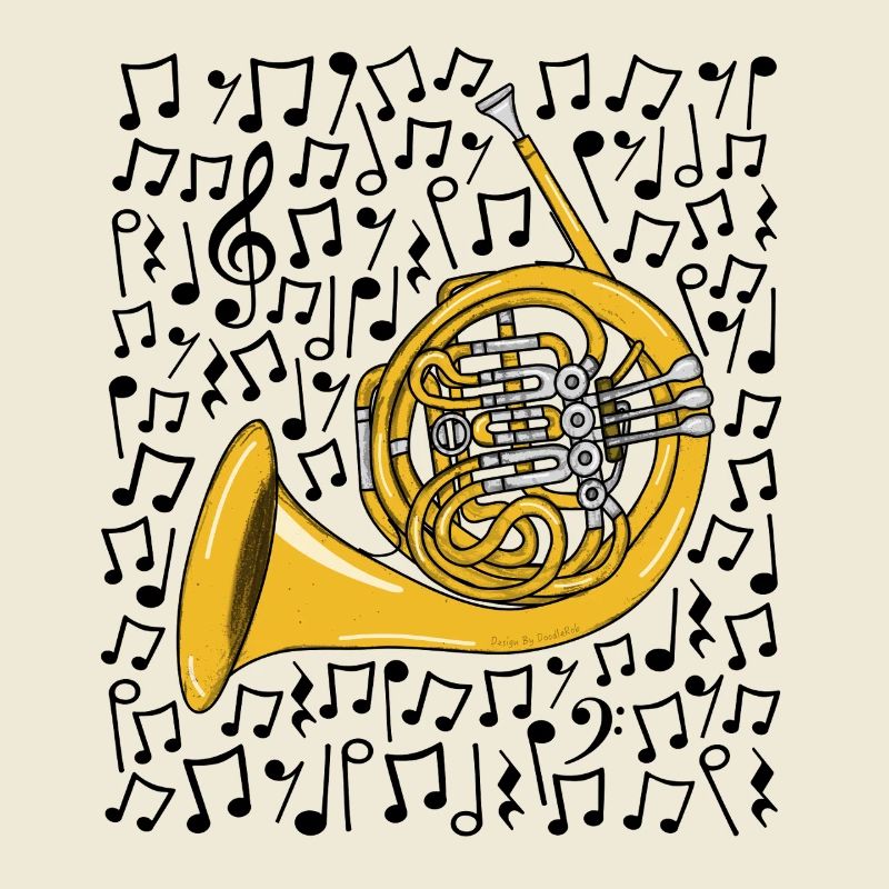French Horn Musical Notes Brass Musician