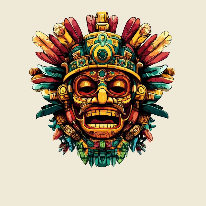 Explosion des couleurs du masque de plume aztèque