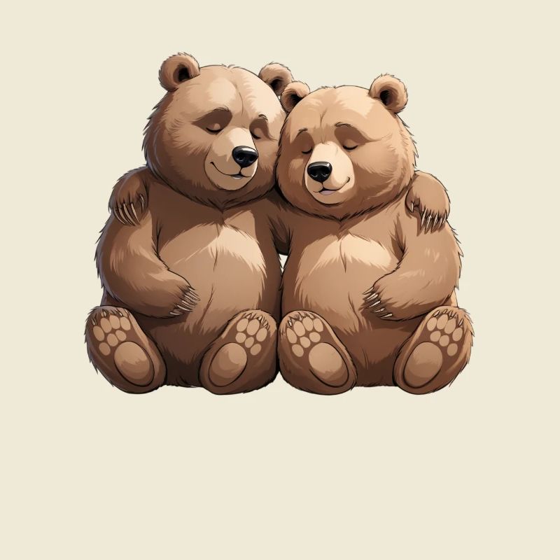 Two cuddly bears hug