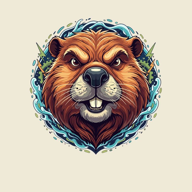 Glowing beaver in the neon ring