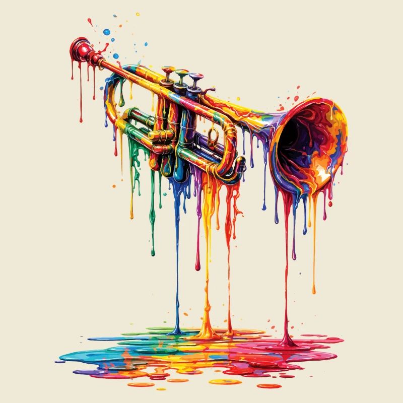 Trumpet with dripping paint