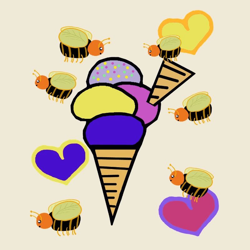 Retro Eis Eiskrem Eiscreme Bienen