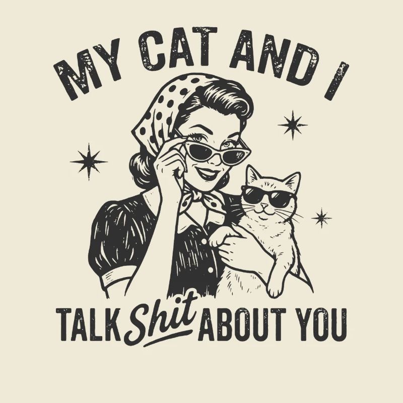 Katzengespräch im Retrostil Lästern Geschenk