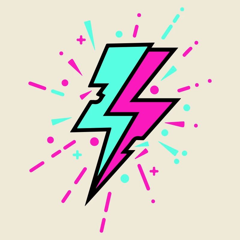 Retro Lightning Bolt Colorful Style