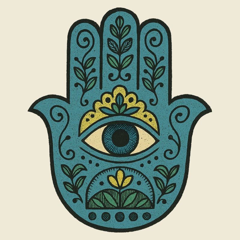 Hamsa Eye Floral Boho Palm