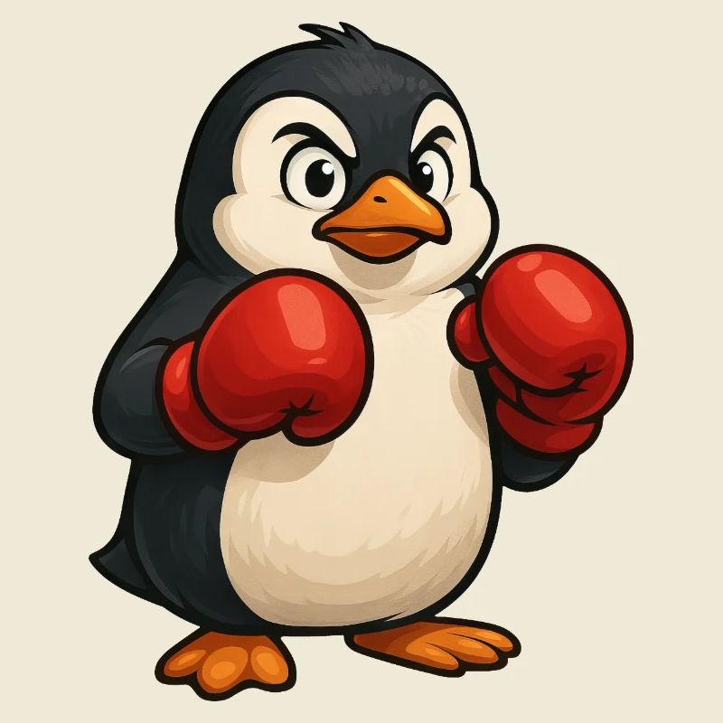 Cool pingouin boxer se bat dans la conception de dessin animé