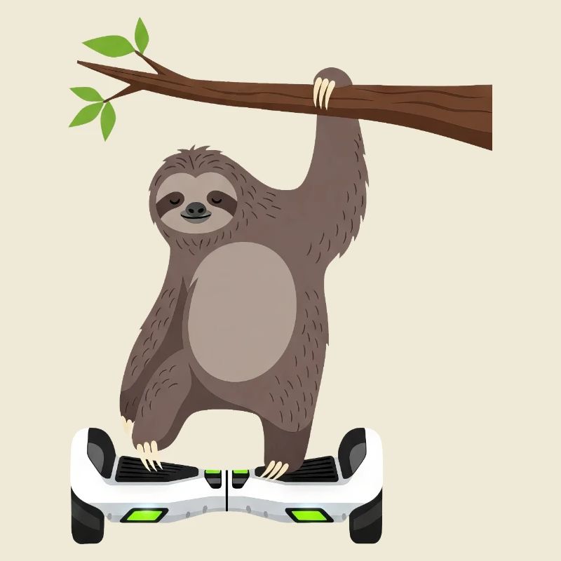 Faultier chillen Hoverboard Cartoon Technik Gleich
