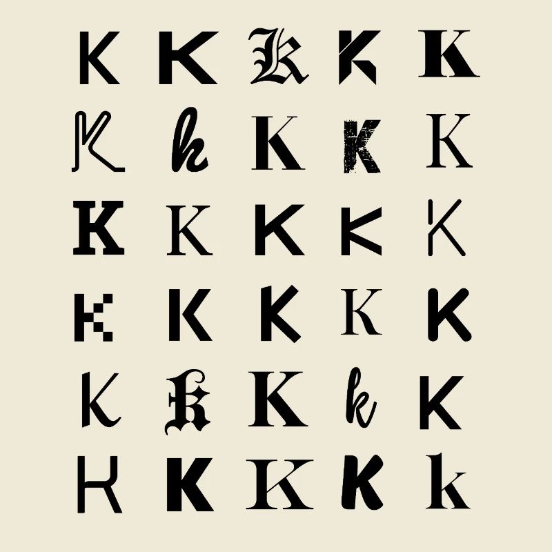Typography 'K' monogram letter mosaic design.