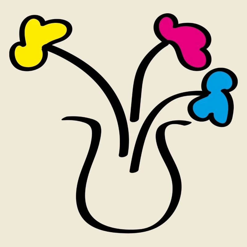 Dessin abstrait de fleurs dans un vase