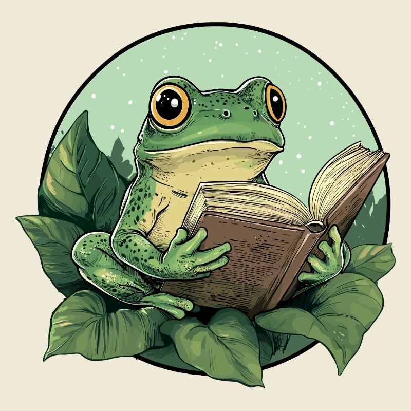 Cottagecore Frog with Book